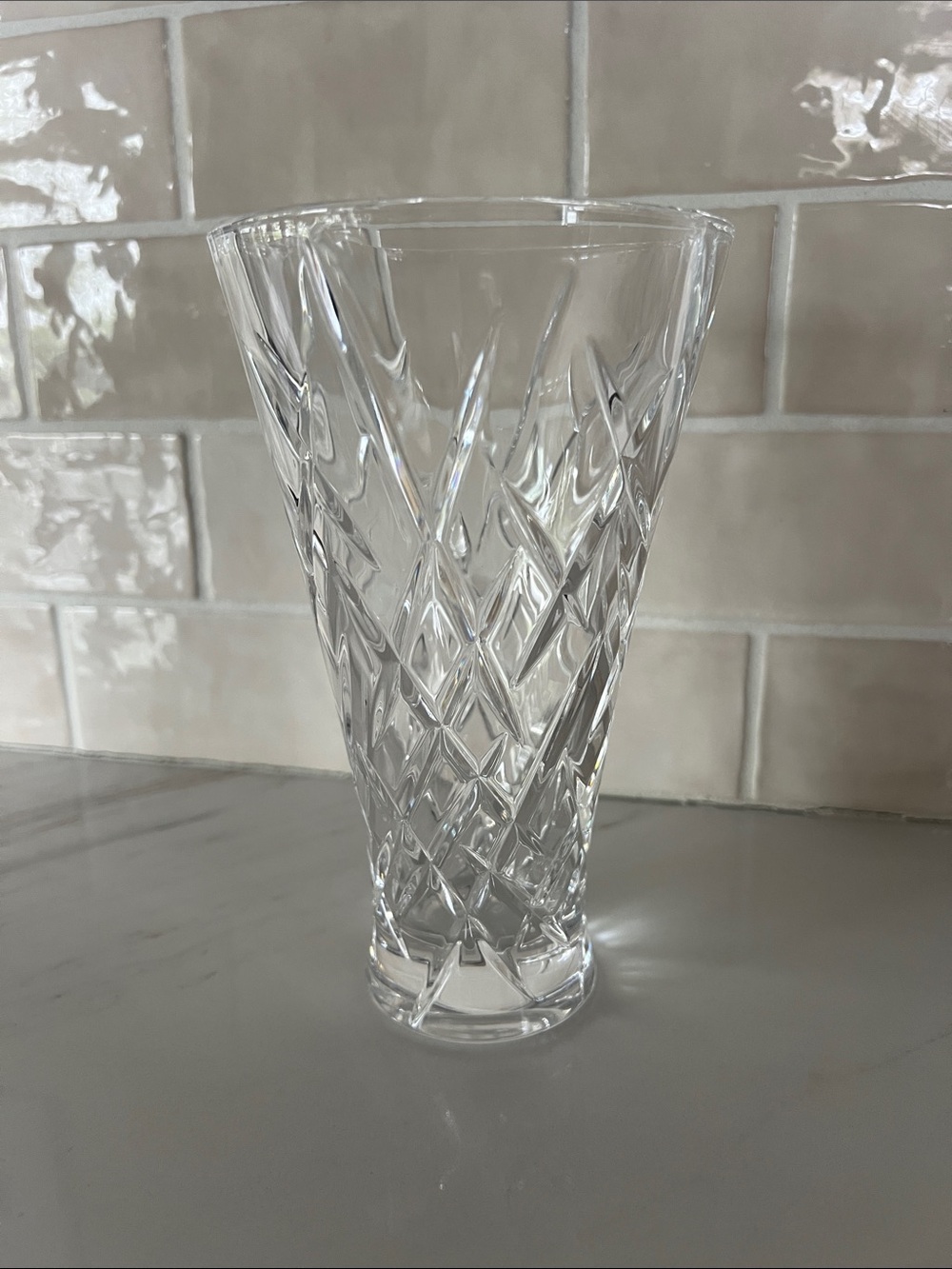 Vera Wang for Wedgewood Cut Crystal Vase - Clear Diamond Cut